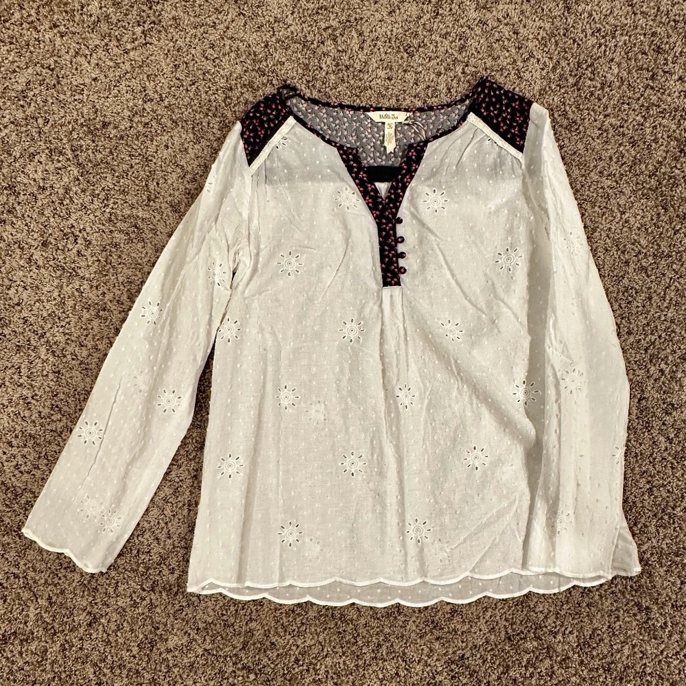 NWT Matilda Jane Snow Globe Tunic Blouse Eyelet Dotted Swiss Floral Cottagecore